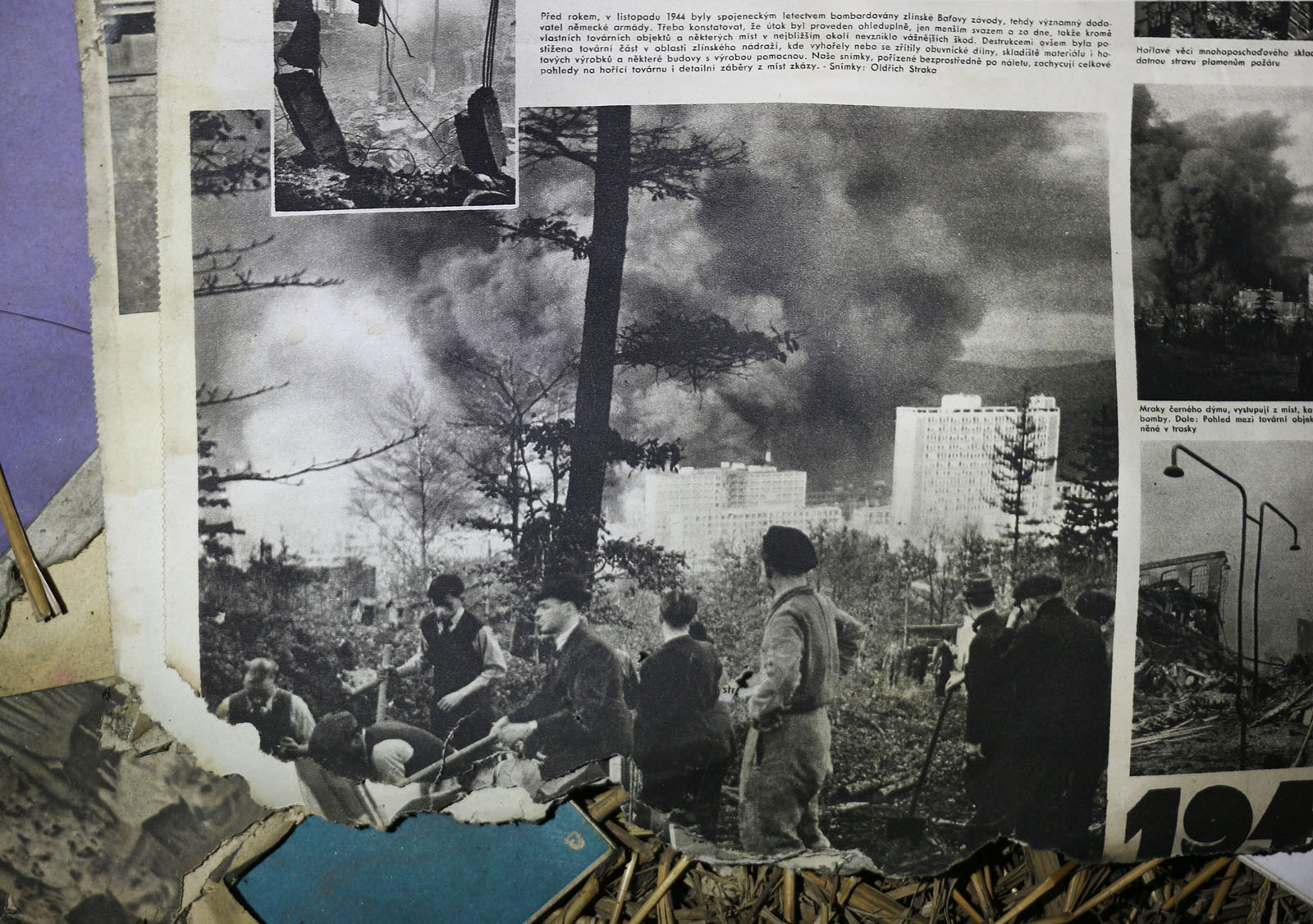 Poválečné časopisy s fotografiemi z bombardování tehdy ještě Zlína. Poválečné časopisy s fotografiemi z bombardování tehdy ještě Zlína.