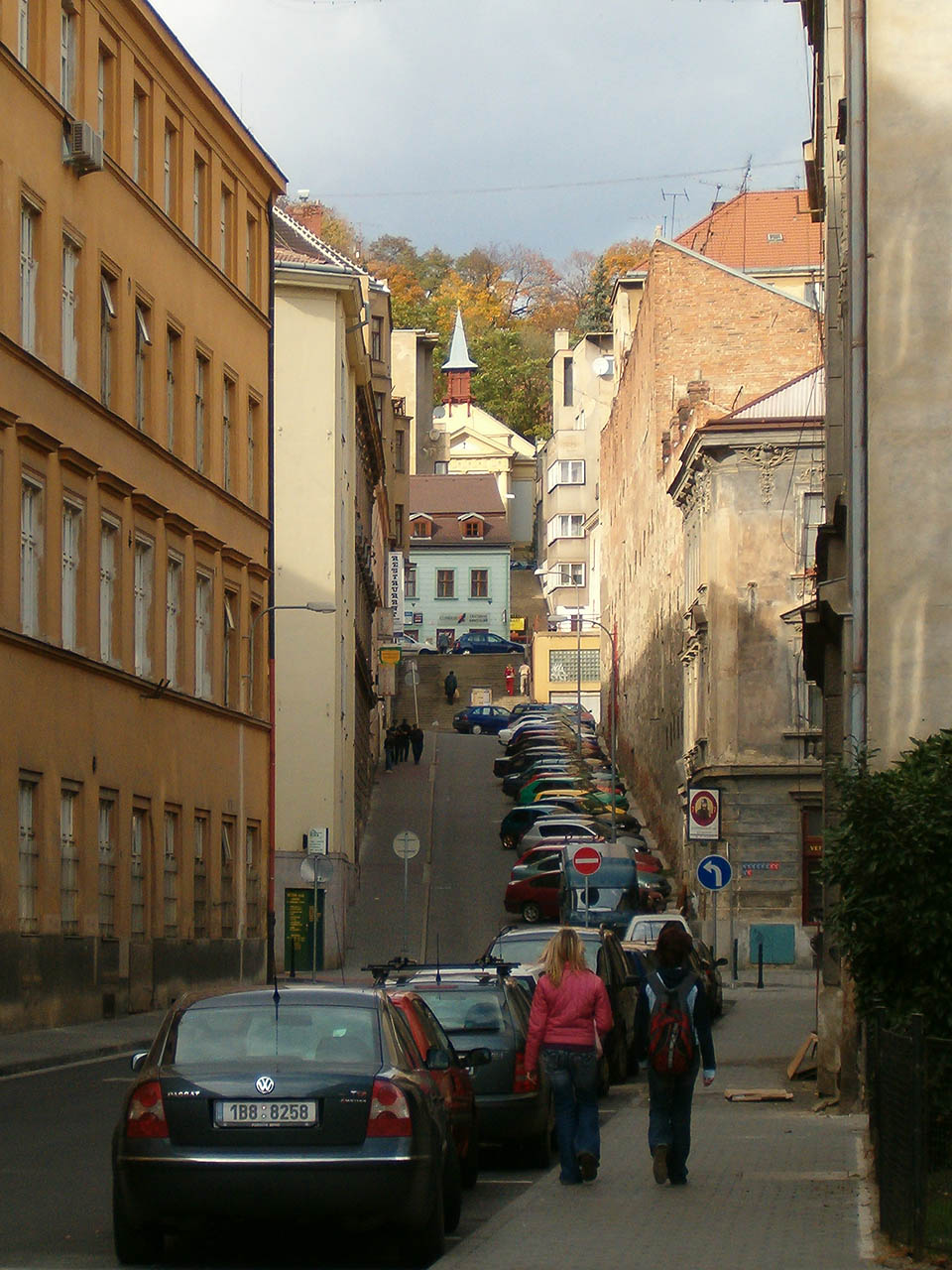 V roce 2005 se už nad zbytky domu U sedmi švábů stahovaly mraky. Do Leitnerovy ulice byl obrácen dlouhou cihlovou zdí bez oken, která svědčila o tom, že zde dům stál dříve než ulice vůbec vznikla. Na fotografii vysoká zeď za dopravní značkou zákaz vjezdu a sluncem ozářený štít.