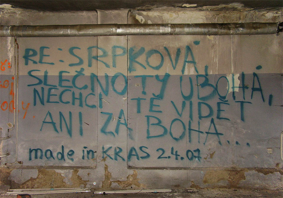 Některé nápisy snad pochopí jen jejich autor. Kdepak je dnes slečna Srpková? Některé nápisy snad pochopí jen jejich autor. Kdepak je dnes slečna Srpková?